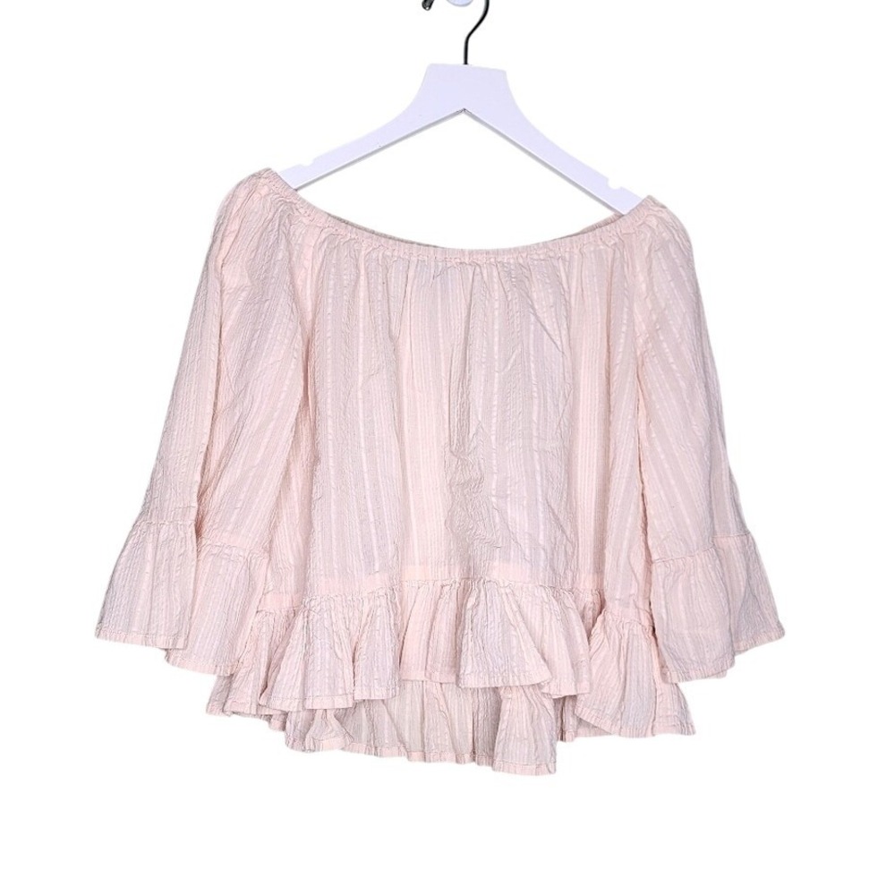 Young & Reckless Ruffle Hemline Pink Top Boho Cottage Milkmaid Fairy Y2K XS